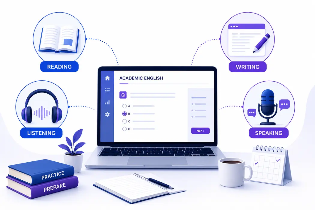 LanguageCert Academic exam preparation with Reading Listening Speaking and Writing skills