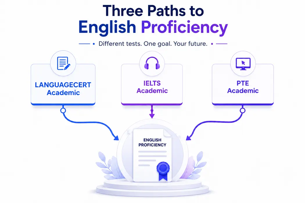 LanguageCert Academic vs IELTS Academic vs PTE Academic