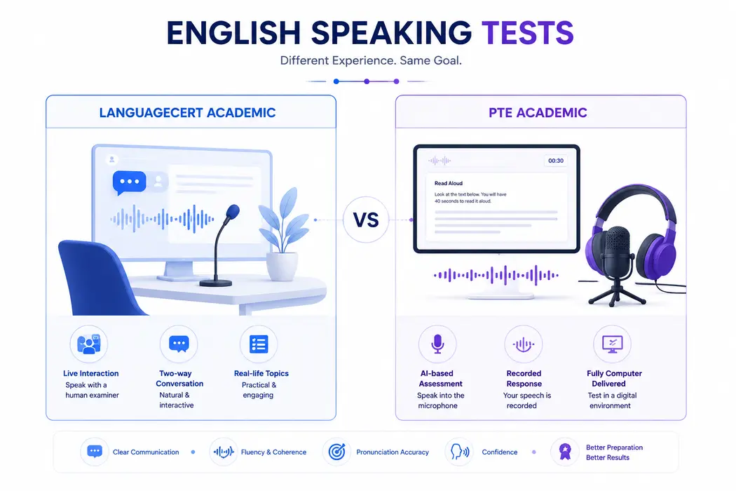 LanguageCert Academic vs PTE Academic speaking test